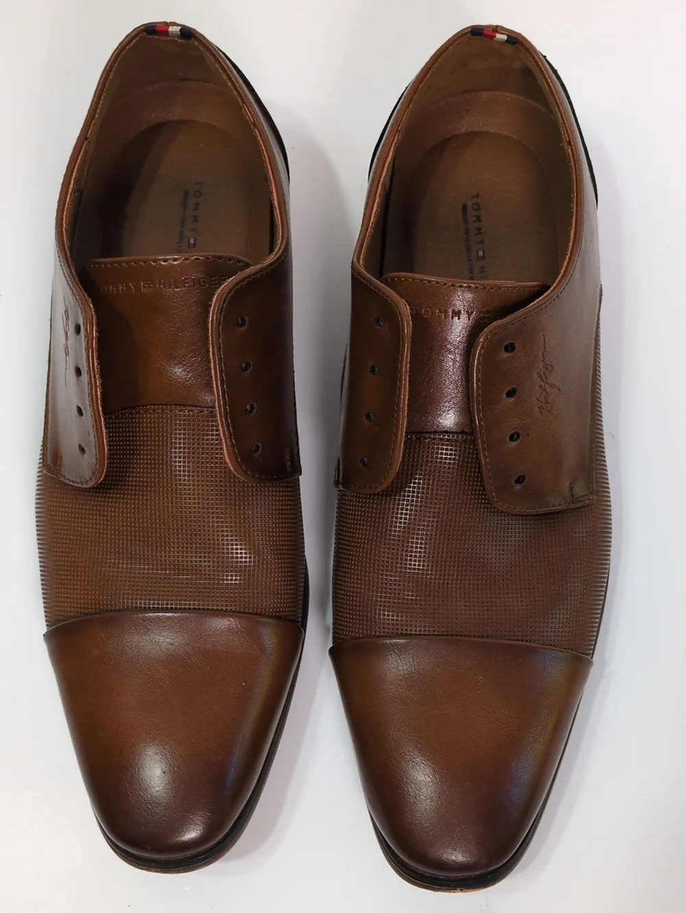Tommy Hilfiger Mens Sheldon Cap Toe Derby Oxfords Brown Textured PU Size 9 M